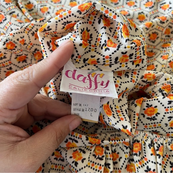 Vintage Daffy California Orange Floral Criss Cross Flutter Summer Midi Dress - Picture 2 of 9